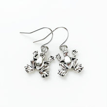 Load image into Gallery viewer, Frog Earrings Silver Frog Jewelry Cute Earrings-Lydia&#39;s Vintage | Handmade Personalized Vintage Style Earrings and Ear Cuffs
