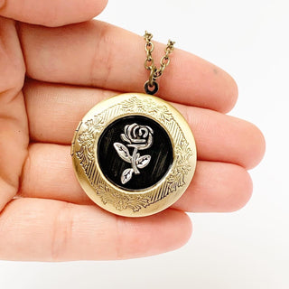 Rose Locket Necklace Photo Locket Pendant Gifts for Her-Lydia's Vintage | Handmade Personalized Vintage Style Necklaces, Lockets, Earrings, Bracelets, Brooches, Rings