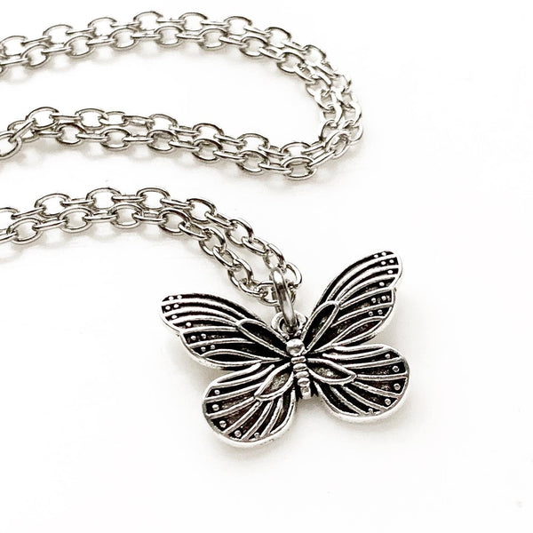 Butterfly Necklace Silver Butterfly Pendant Gift for Women-Lydia's Vintage | Handmade Personalized Vintage Style Necklaces, Lockets, Earrings, Bracelets, Brooches, Rings