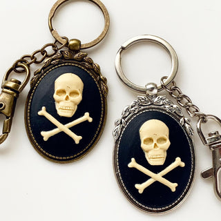 Skull Keychain Jolly Roger Skull and Crossbones Pirate Accessories-Lydia's Vintage | Handmade Custom Cosplay, Pirate Inspired Style Necklaces, Earrings, Bracelets, Brooches, Rings
