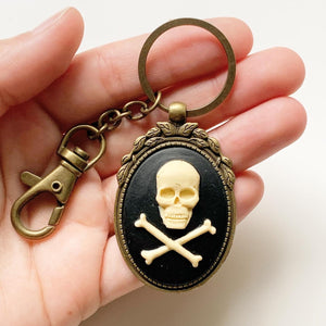 Skull Keychain Jolly Roger Skull and Crossbones Pirate Accessories-Lydia's Vintage | Handmade Custom Cosplay, Pirate Inspired Style Necklaces, Earrings, Bracelets, Brooches, Rings