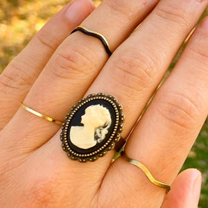 Cameo Ring Classic Cameo Jewelry Goth Ring Adjustable-Lydia's Vintage | Handmade Personalized Vintage Style Rings, Earrings, Bracelets, Brooches, Necklaces, Lockets