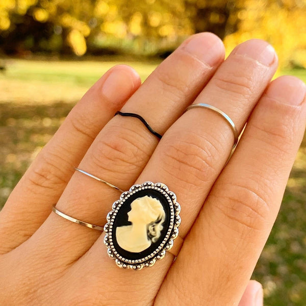 Cameo Ring Gothic Ring Classic Cameo Jewelry-Lydia's Vintage | Handmade Personalized Vintage Style Rings, Earrings, Bracelets, Brooches, Necklaces, Lockets