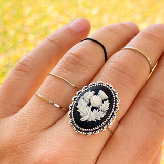 Scottish Thistle Ring Cameo Ring Scotland Gifts Scotland Thistle Jewelry-Lydia's Vintage | Handmade Personalized Vintage Style Rings, Earrings, Bracelets, Brooches, Necklaces, Lockets
