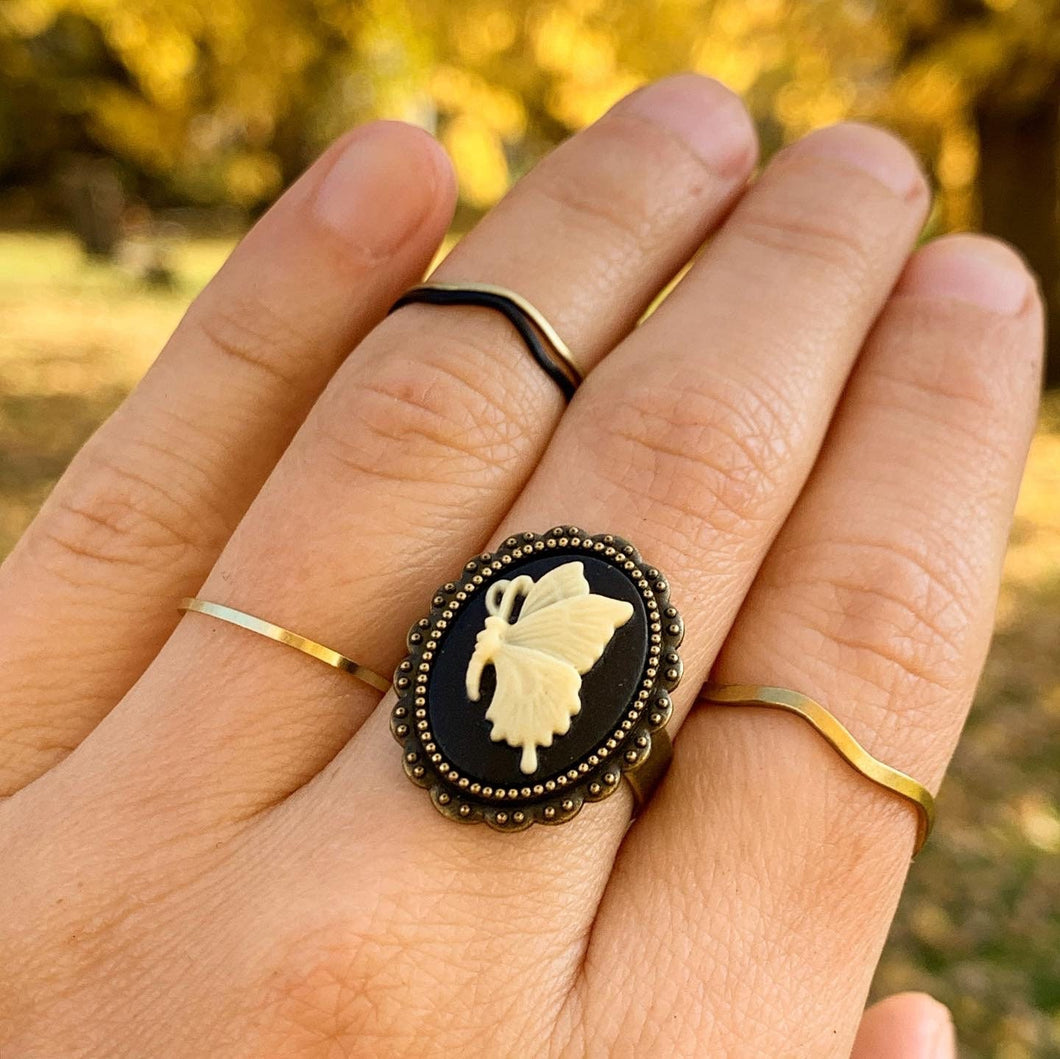 Butterfly Cameo Ring Butterfly Jewelry Victorian Goth Ring