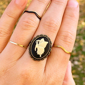 Butterfly Cameo Ring Butterfly Jewelry Victorian Goth Ring