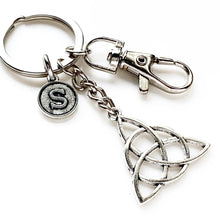 Load image into Gallery viewer, Celtic Knot Keychain Personalized Initial Custom Triquetra Trinity Knot