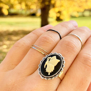Butterfly Cameo Ring Cameo Jewelry Butterfly Gifts for Her-Lydia's Vintage | Handmade Personalized Vintage Style Rings, Earrings, Bracelets, Brooches, Necklaces, Lockets
