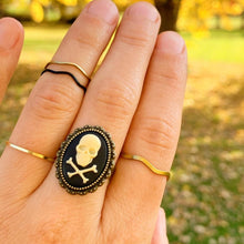 Load image into Gallery viewer, Skull Cameo Ring Skull and Crossbones Pirate Ring Jolly Roger-Lydia&#39;s Vintage | Handmade Custom Cosplay, Pirate Inspired Style Necklaces, Earrings, Bracelets, Brooches, Rings