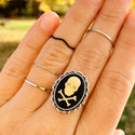 Skull Ring Cameo Jewelry Skull and Crossbones Pirate Jolly Roger-Lydia's Vintage | Handmade Custom Cosplay, Pirate Inspired Style Necklaces, Earrings, Bracelets, Brooches, Rings