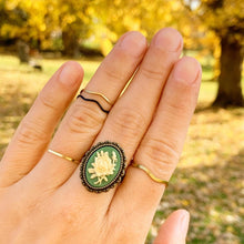 Load image into Gallery viewer, Cameo Ring Rose Cameo Jewelry Gift for Her Green Rose Ring