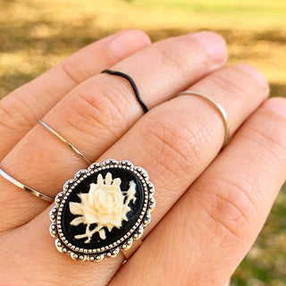 Rose Cameo Ring Cameo Jewelry Gift for Her Rose Ring-Lydia's Vintage | Handmade Personalized Vintage Style Rings, Earrings, Bracelets, Brooches, Necklaces, Lockets