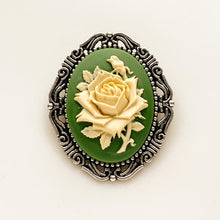 Load image into Gallery viewer, Rose Cameo Brooch Green Rose Brooch Cameo Jewelry