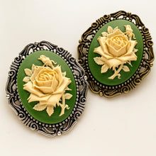 Load image into Gallery viewer, Cameo Brooch Rose Brooch Cameo Jewelry Green Rose-Lydia&#39;s Vintage | Handmade Vintage Style Jewelry, Brooches, Pins, Necklaces, Bracelets