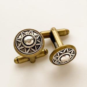 Two Tone Cufflinks Wedding Gifts for Men-Lydia's Vintage | Handmade Personalized Cufflinks and Tie Tacks