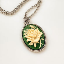 Load image into Gallery viewer, Rose Cameo Necklace Rose Pendant Cameo Jewelry-Lydia&#39;s Vintage | Handmade Personalized Vintage Style Necklaces, Lockets, Earrings, Bracelets, Brooches, Rings