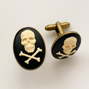 Skull Cufflinks Jolly Roger Cameo Cufflinks Gothic Wedding