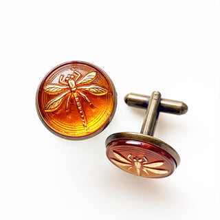 Dragonfly Cufflinks Outlander Gifts Rustic Scotland Wedding-Lydia's Vintage | Handmade Personalized Cufflinks and Tie Tacks