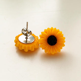 Sunflower Earrings Stud Earrings Floral Studs Sunflower Jewelry-Lydia's Vintage | Handmade Personalized Vintage Style Earrings and Ear Cuffs
