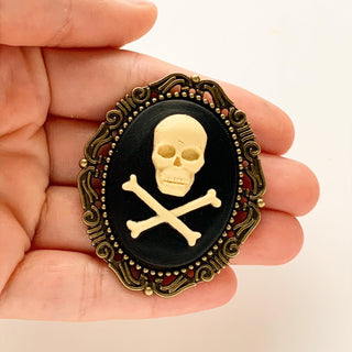 Skull Brooch Pirate Hat Pin Pirate Costume Renaissance Faire-Lydia's Vintage | Handmade Custom Cosplay, Renaissance Fair Inspired Style Necklaces, Earrings, Bracelets, Brooches, Rings
