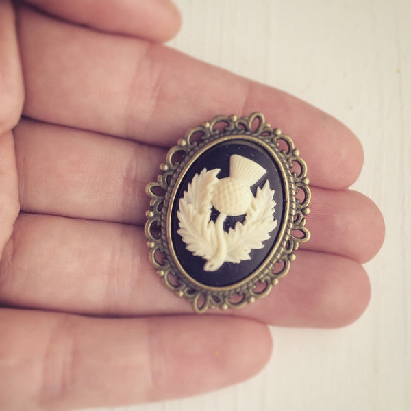 Scottish Thistle Brooch Scotland Thistle Outlander Gifts Cameo Jewelry-Lydia's Vintage | Handmade Vintage Style Jewelry, Brooches, Pins, Necklaces, Bracelets