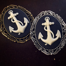 Load image into Gallery viewer, Anchor Brooch Cameo Jewelry Anchor Pin Something Blue Navy Blue