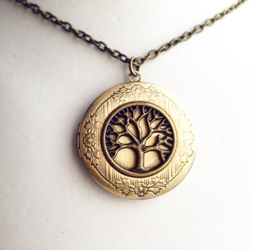 Tree of Life Locket Necklace Family Tree Necklace Gift for Her-Lydia's Vintage | Handmade Personalized Vintage Style Necklaces, Lockets, Earrings, Bracelets, Brooches, Rings